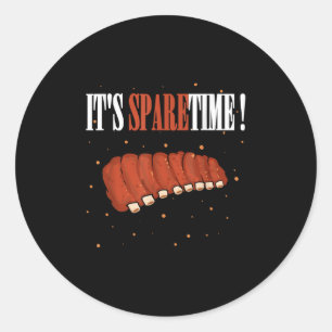 Sticker Rond Viande grillante amusante Sparetime Fumer Barbecue