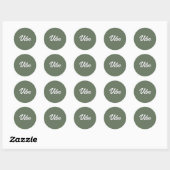 Sticker Rond Vibe Rétro Vert Olive Simple Cool (Feuille)