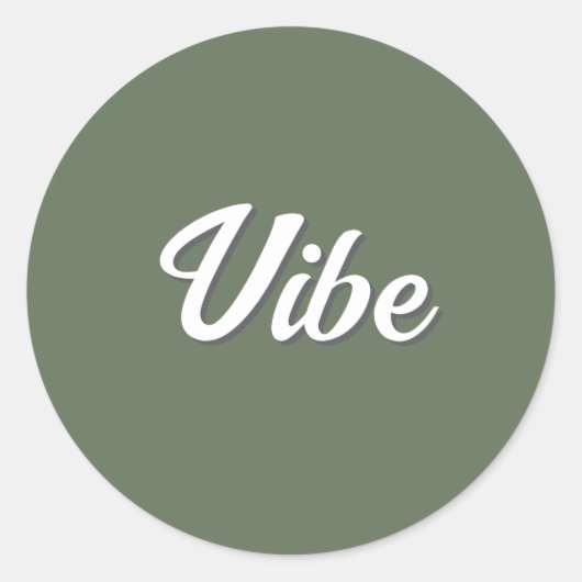Sticker Rond Vibe Rétro Vert Olive Simple Cool (Devant)