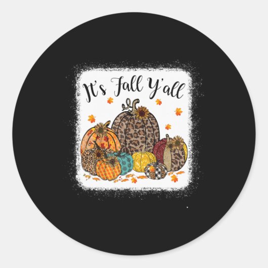 Sticker Rond Vibes automnales C'est automne Y'all Leopard Citro (Devant)