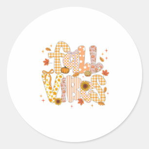 Sticker Rond Vibes d'automne Coquette Nœud Citrouille Action de