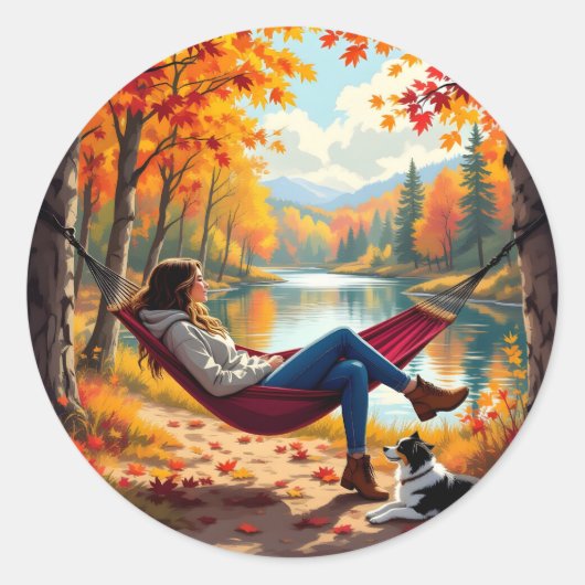 Sticker Rond Vibes d'automne et Bénédictions d'automne (Devant)