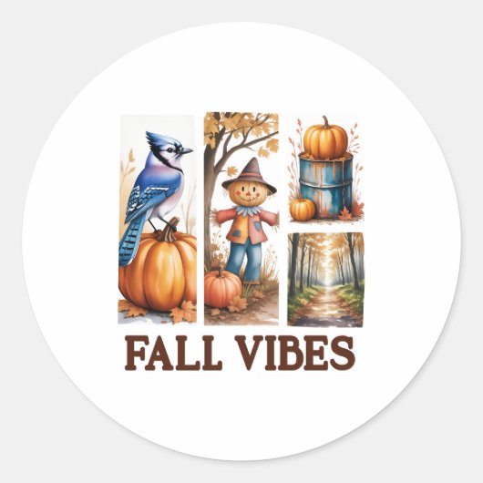 Sticker Rond Vibes d'automne Vibes d'automne (Devant)