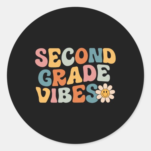 Sticker Rond Vibes de 2e année Équipe Rétro 1er jour de Scho (Devant)
