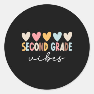 Sticker Rond Vibes de 2e année Premier jour d'école Bienvenue C