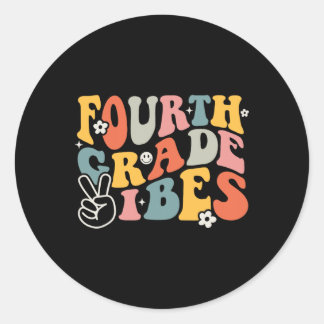 Sticker Rond Vibes de 4e année - Équipe de 4e année Rétro 1er j