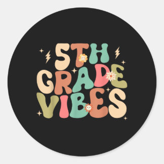 Sticker Rond Vibes de 5e année Groovy Retour à l'école