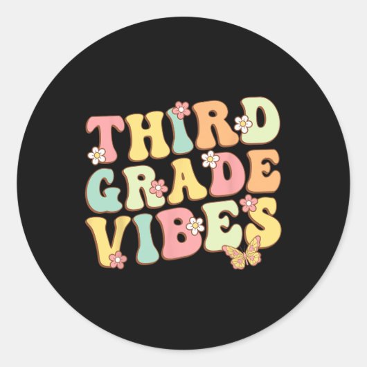 Sticker Rond Vibes de classe Bonjour Équipe 3e année Enseignant (Devant)