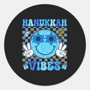 Sticker Rond Vibes de Hanukka Chanukah Pyjama Joyeux Hanukka Ho