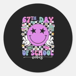 Sticker Rond Vibes de la 67e journée d'école Sourire visage 67 