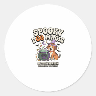 Sticker Rond Vibes de magie de chien d'Halloween
