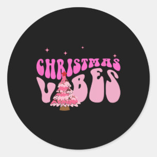 Sticker Rond Vibes de Noël roses Noël Noël Noël Noël Noël Pajam