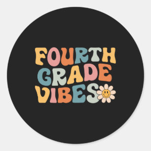 Sticker Rond Vibes de quatrième année - Équipe de 4e année Rétr