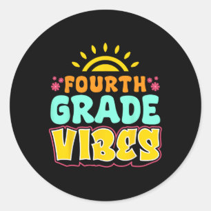 Sticker Rond Vibes de quatrième année Professeur Élève 4e année