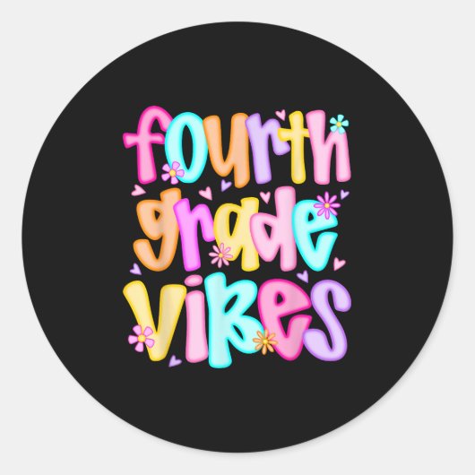 Sticker Rond Vibes De Quatrième Année Retour À L'École Joyeux P (Devant)