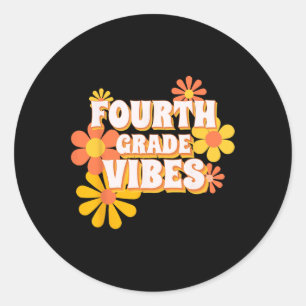 Sticker Rond Vibes De Quatrième Année super Rétro Retour Au Thé