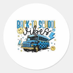 Sticker Rond Vibes de rentrée scolaire Bus scolaire Prof prépa