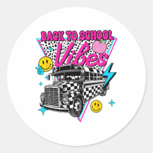 Sticker Rond Vibes de rentrée scolaire Bus scolaire Prof prépa