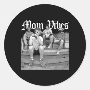 Sticker Rond Vibes de Retro Mom 90's Vibes Vintage Fête des mèr