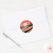 Sticker Rond Vibes de surf Rétro Sunset Serenity (Enveloppe)