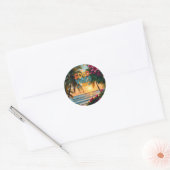 Sticker Rond Vibes d'été Carnet tropical (Enveloppe)