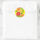 Sticker Rond Vibes d'été Conception agrumes, Graphique de fruit (Sac)
