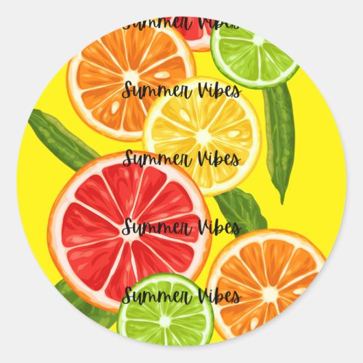 Sticker Rond Vibes d'été Conception agrumes, Graphique de fruit (Devant)