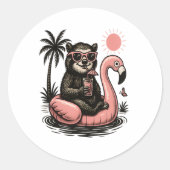 Sticker Rond Vibes d'été Sloth (Devant)