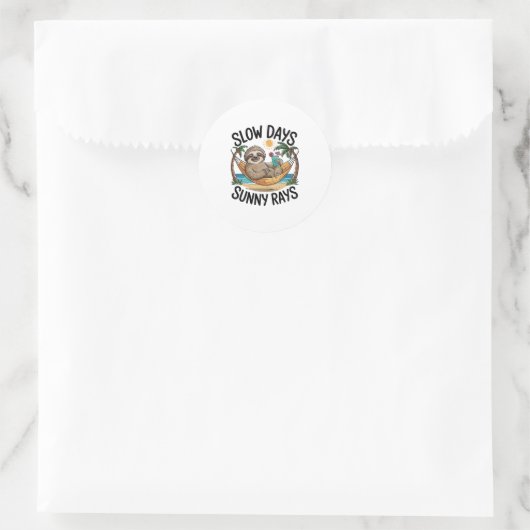 Sticker Rond Vibes d'été Sloth Funny Lazy Float (Sac)