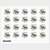 Sticker Rond Vibes d'hiver Aquarelle Moose - fête d'anniversair (Feuille)