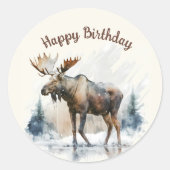 Sticker Rond Vibes d'hiver Aquarelle Oie - Fête d'anniversaire  (Devant)