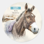 Sticker Rond Vibes d'hiver Donkey - fête d'anniversaire - (Devant)