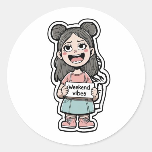 Sticker Rond Vibes du week-end (Devant)