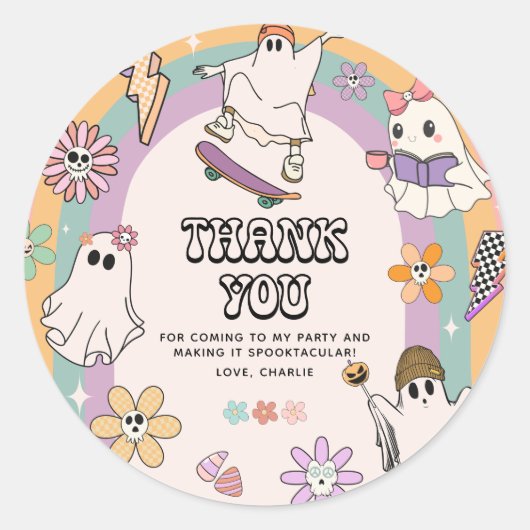 Sticker Rond Vibes éffrayantes Retro Amusement Halloween (Devant)