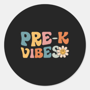 Sticker Rond Vibes - Équipe pré-maternelle Retro 1er Jour De Sc