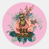 Sticker Rond Vibes florales positives des abeilles (Devant)
