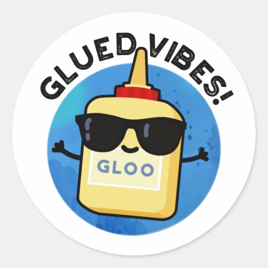 Sticker Rond Vibes Gluées Funny Glue Pun (Devant)