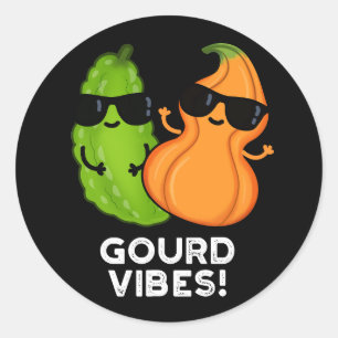 Sticker Rond Vibes Gourdes Funny Veggie Pun Dark BG
