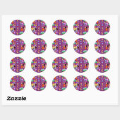 Sticker Rond Vibes hippies super violet Motif Art (Feuille)