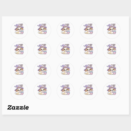 Sticker Rond Vibes Paw-Stive Seulement Chien mignon Avec Bubble (Feuille)