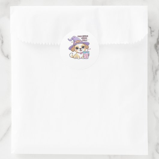 Sticker Rond Vibes Paw-Stive Seulement Chien mignon Avec Bubble (Sac)