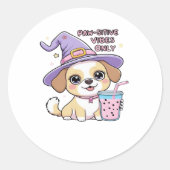 Sticker Rond Vibes Paw-Stive Seulement Chien mignon Avec Bubble (Devant)