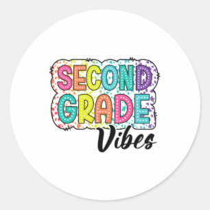 Sticker Rond Vibes rétro de 2e année Ck pour l'école Équipe de