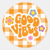 Sticker Rond Vibes Rétro Positifs (Devant)