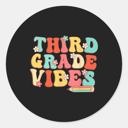 Sticker Rond Vibes Retro Super - 3e année Retour à l'école (Devant)