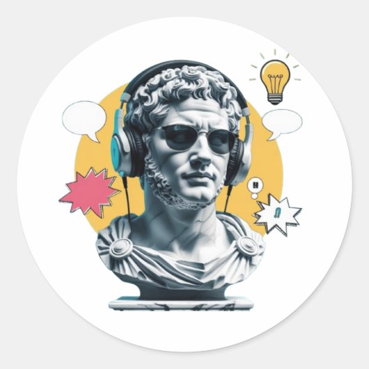 Sticker Rond Vibes Romaines - Poster d'Art Moderne (Devant)