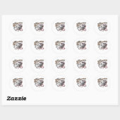 Sticker Rond Vibes Sumerween Joyeux Squelette Crème Glacée Été (Feuille)