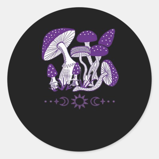 Sticker Rond Vibes Whimsigoth de champignons (Devant)