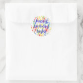 Sticker Rond Vibrant Abstrait Chevrons fête d'anniversaire (Sac)