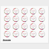 Sticker Rond Vibrant Aquarelle Rouge Papillons de peinture Adre (Feuille)